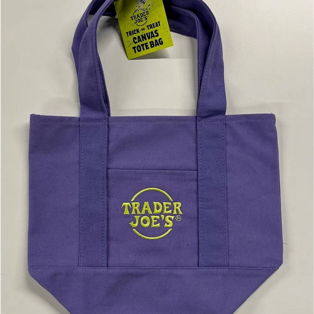 Trader Joe's Mini Halloween Purple Canvas Tote Bag